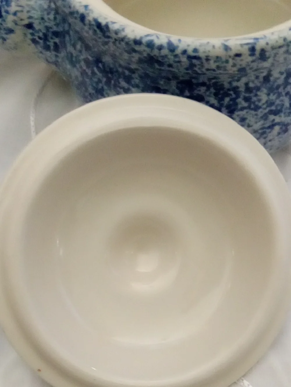 2 Blue Spongeware Soup Taureens